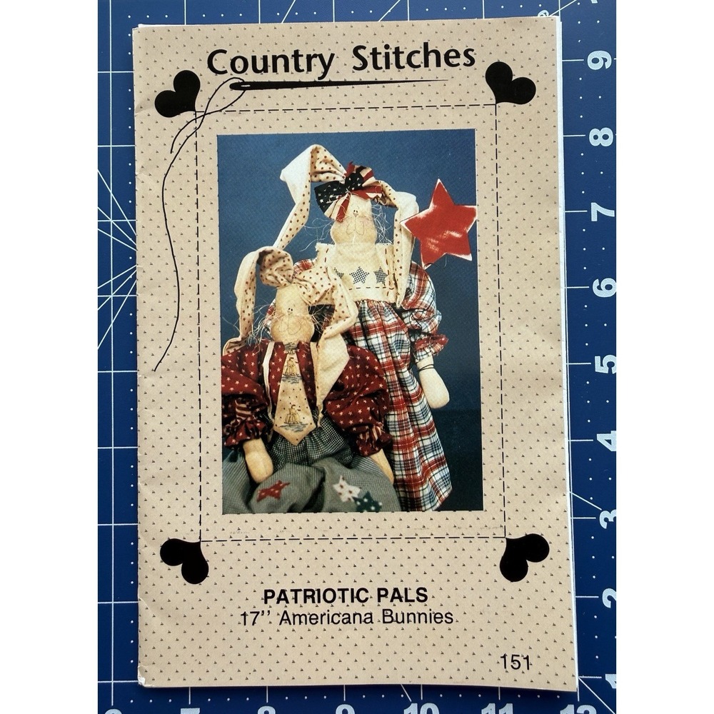 Country Stitches 17" Patriotic Pals Americana Bunnies Pattern Brenda Gervais UC